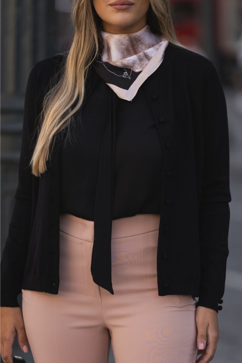 Cardigan with covered buttons