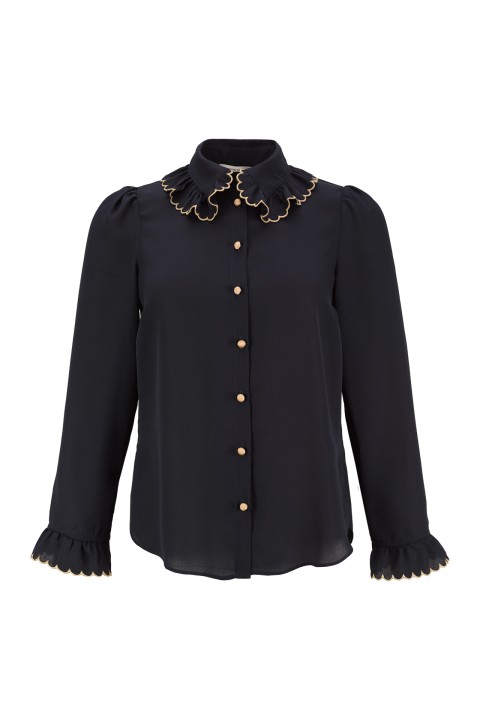 Blouse with princess collar