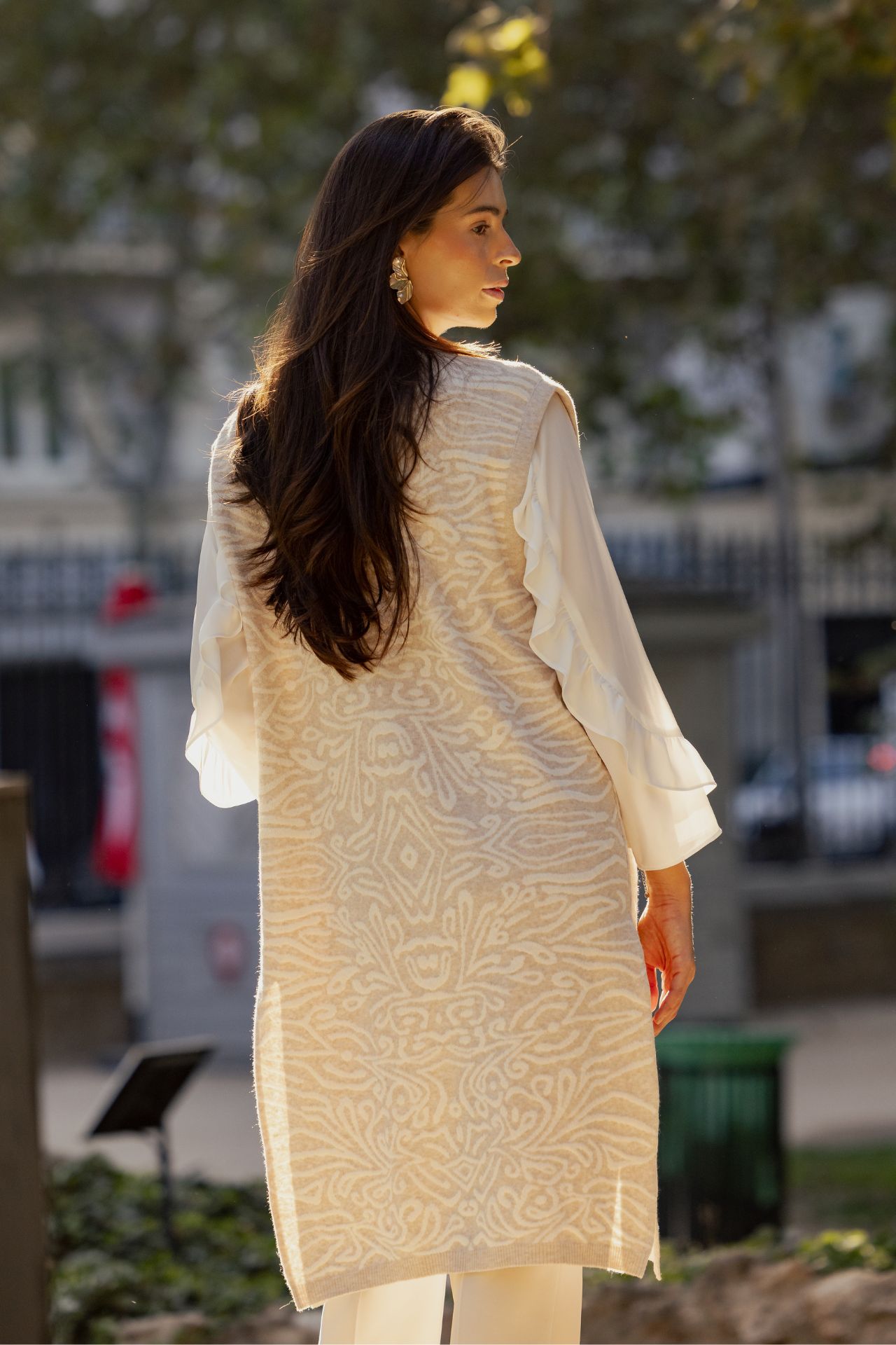 Long knitted waistcoat