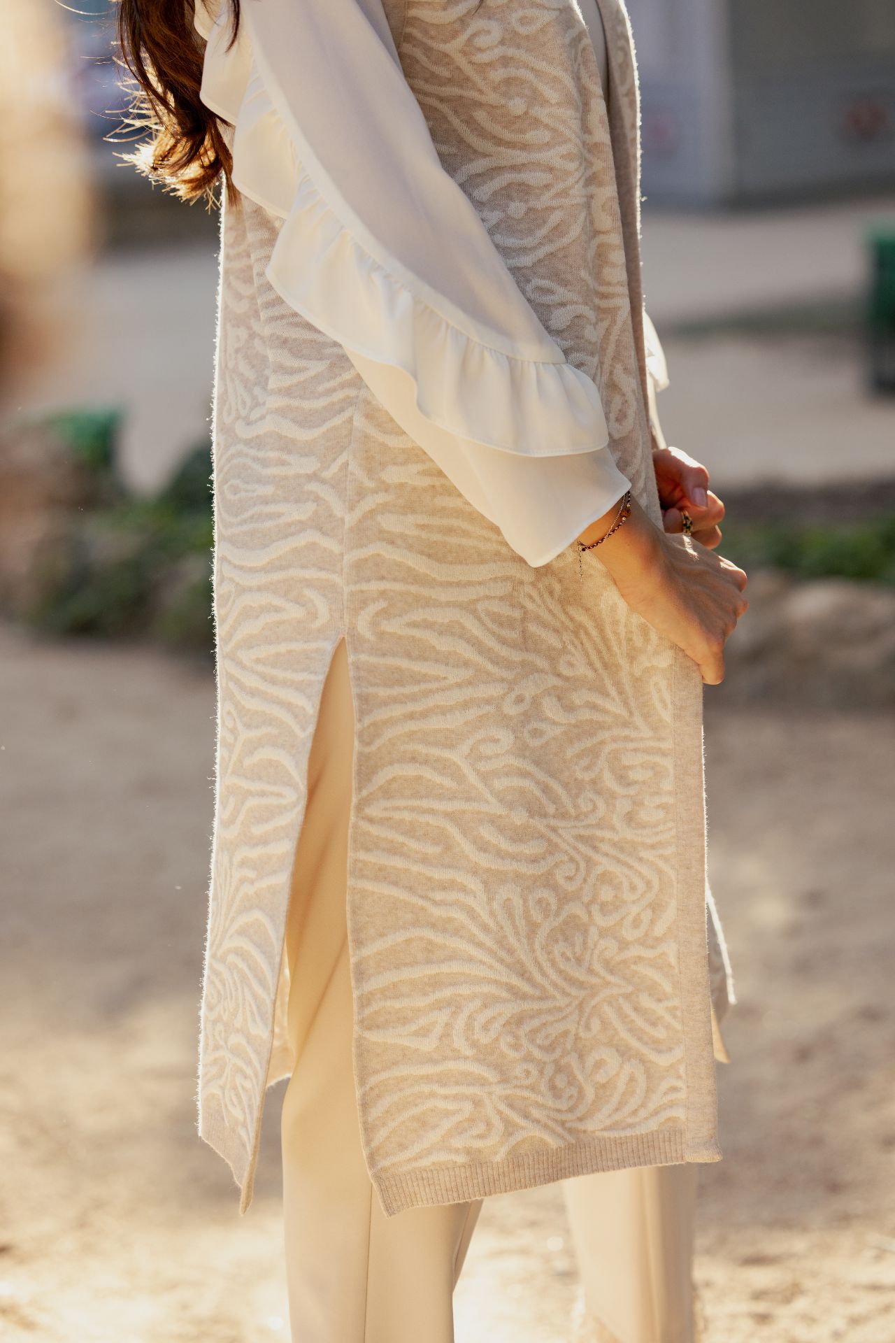 Long knitted waistcoat