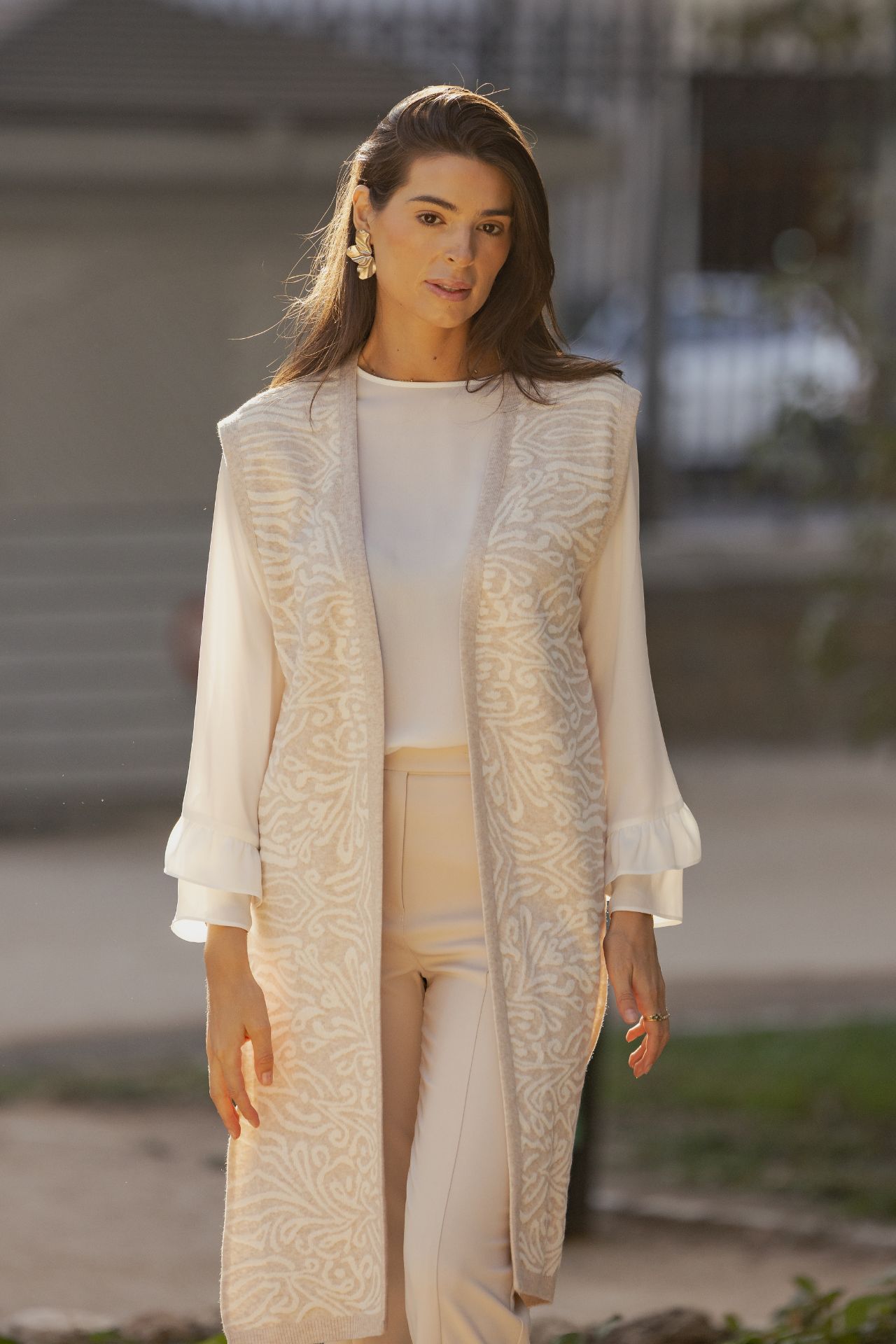 Long knitted waistcoat