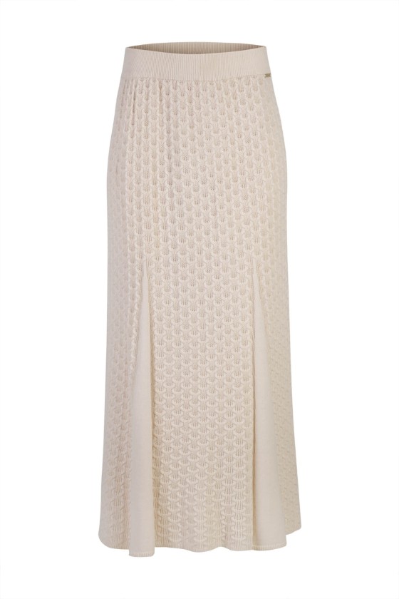 Long skirt with embossed pattern