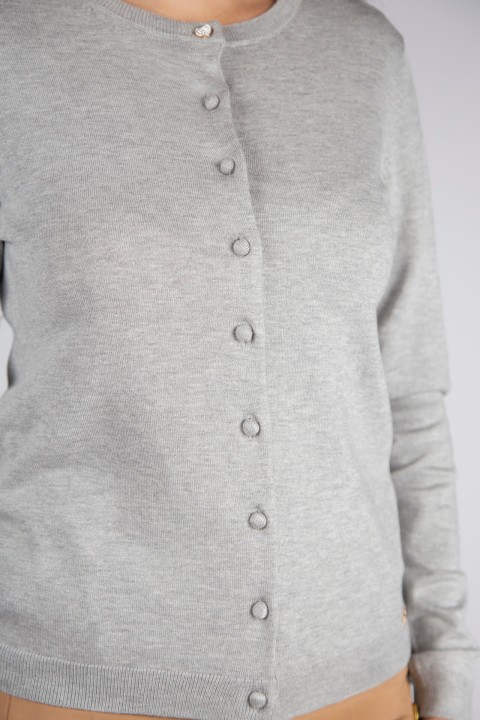 Cardigan with covered buttons