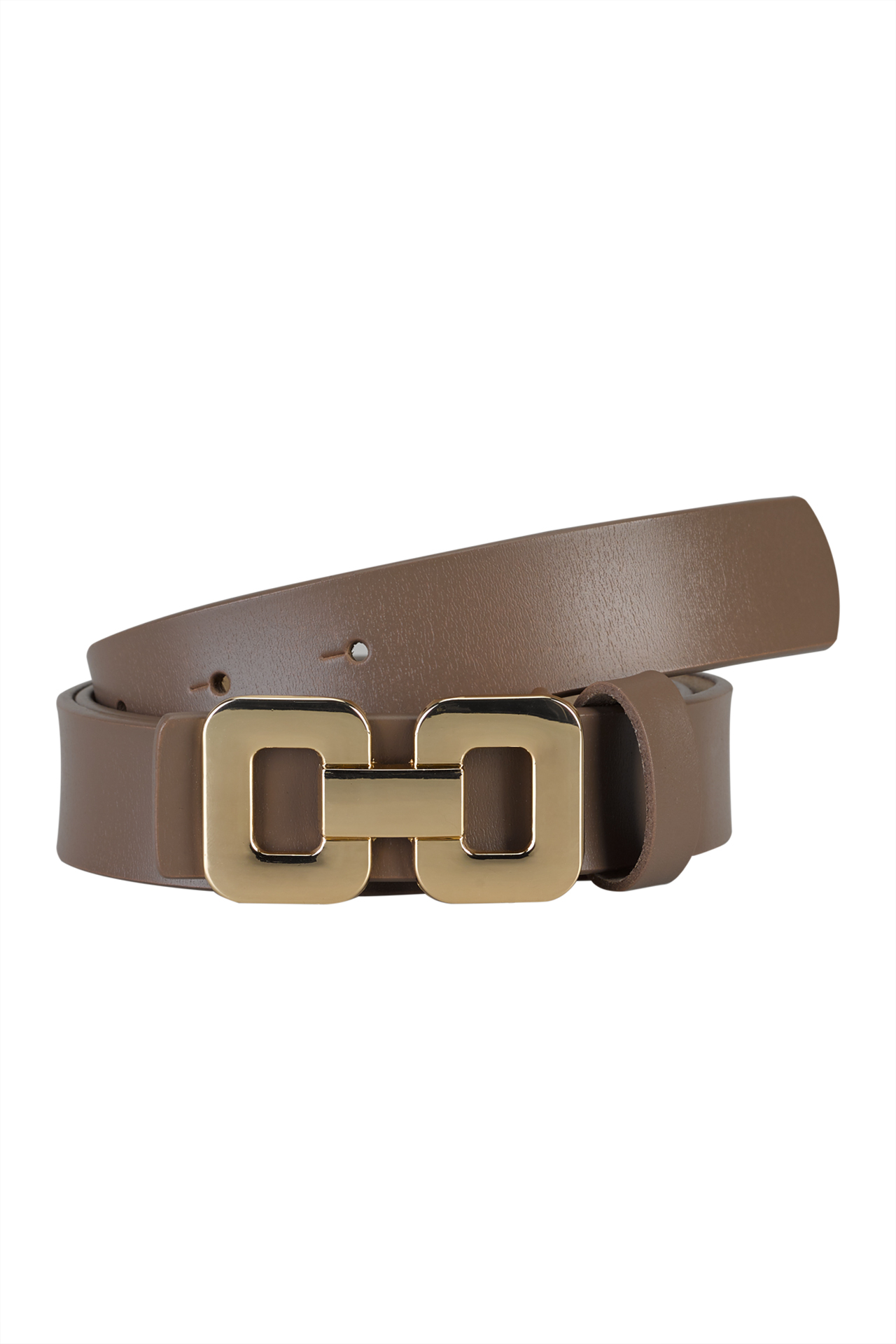 Belt with gold metal buckle