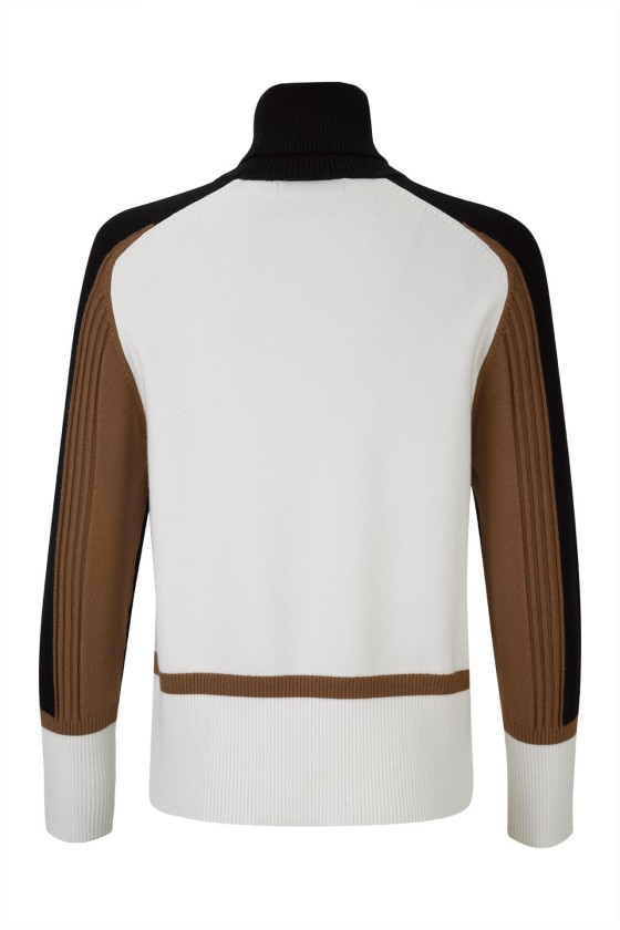 Tricolour knitted turtleneck jumper