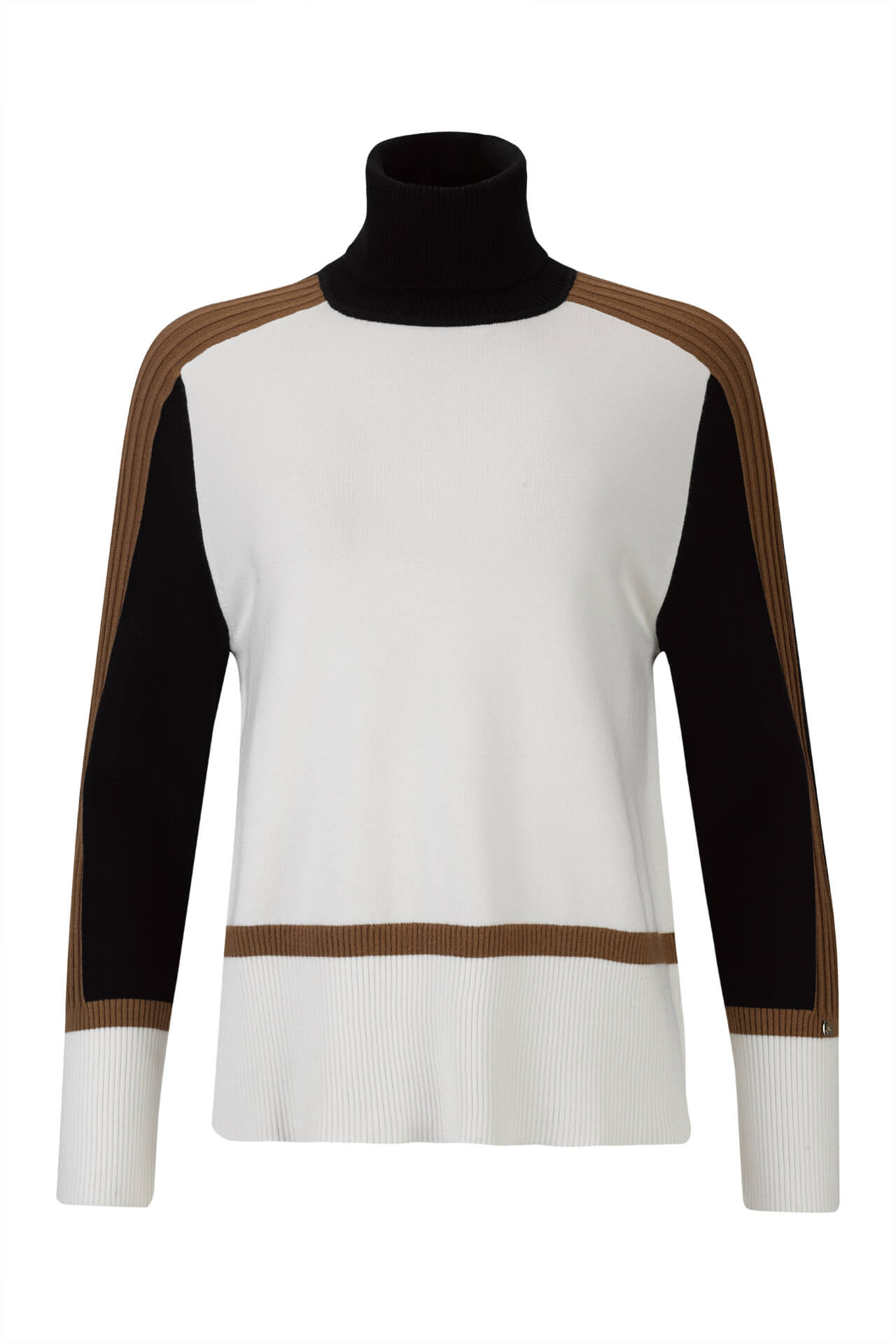 Tricolour knitted turtleneck jumper