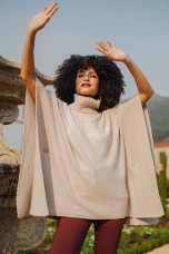 Poncho-style knitted jumper