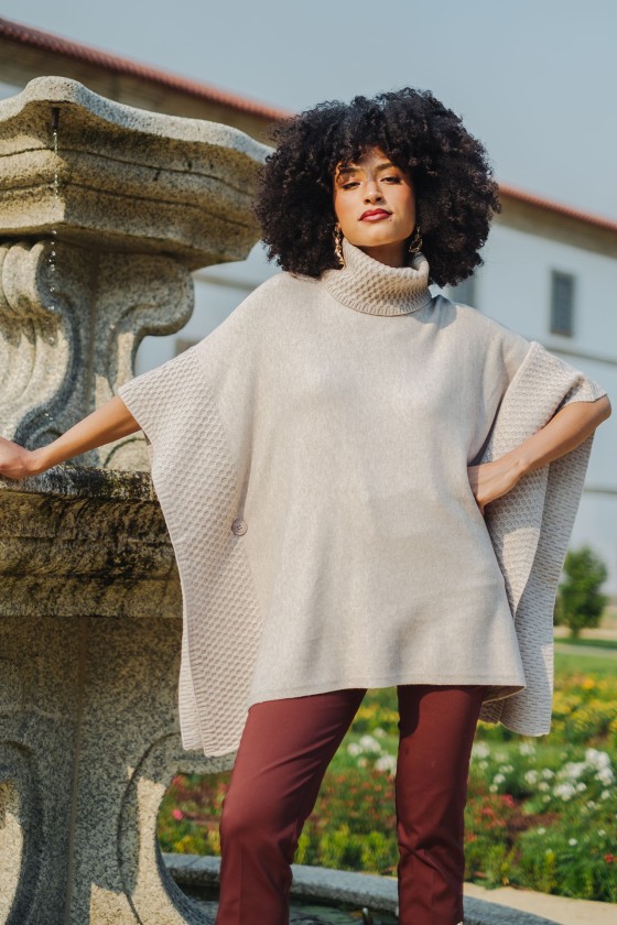 Poncho-style knitted jumper