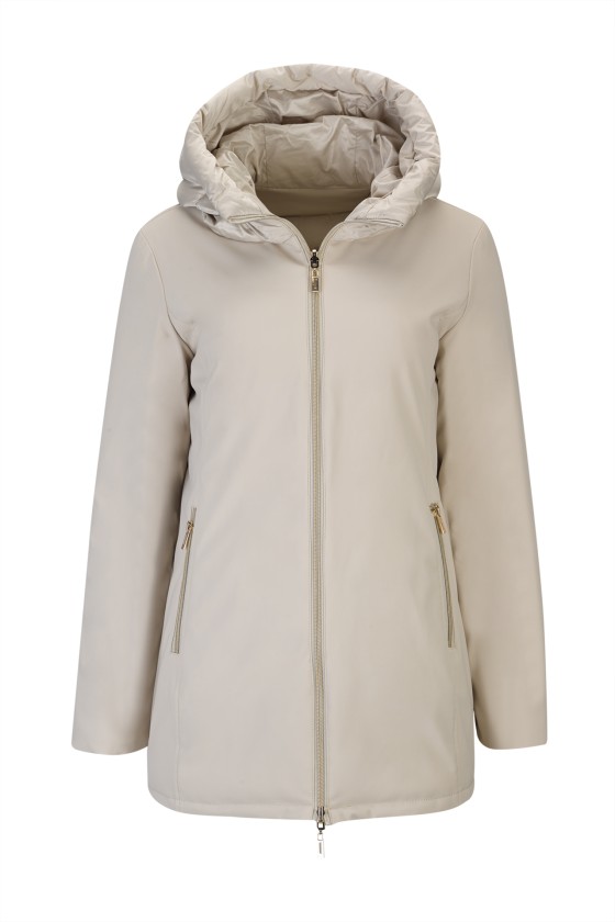 Reversible parka with hood