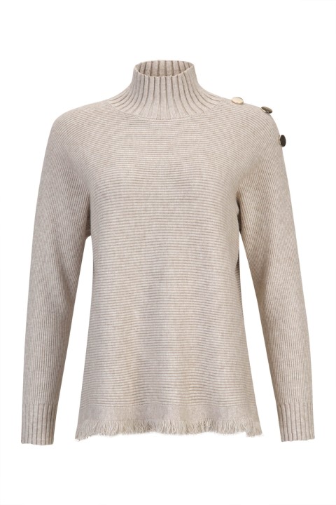 Knitted jumper with fringes