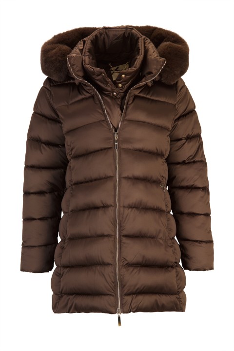 Quilted parka with detachable hood