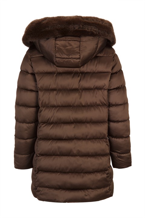 Quilted parka with detachable hood