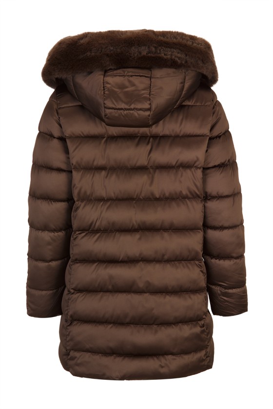 Quilted parka with detachable hood