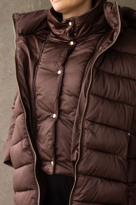 Quilted parka with detachable hood