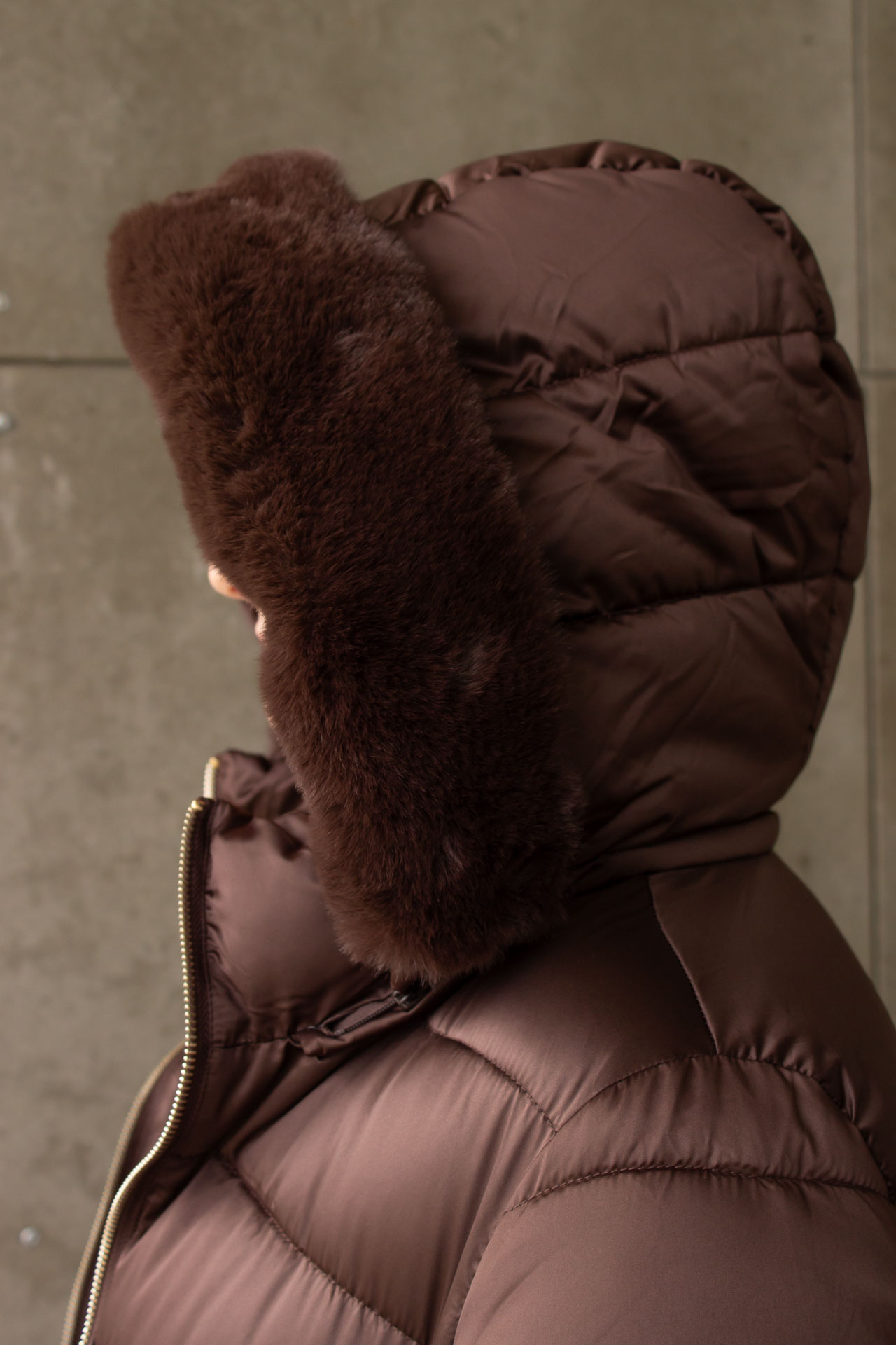 Quilted parka with detachable hood