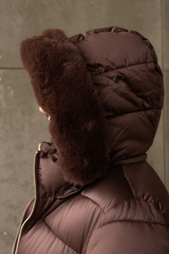 Quilted parka with detachable hood