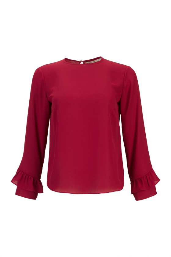 Blouse with ruffled sleeves