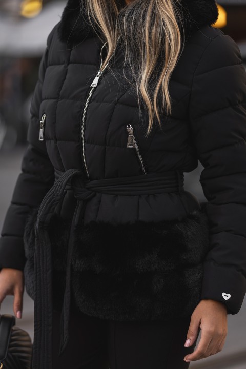 Short parka with fur