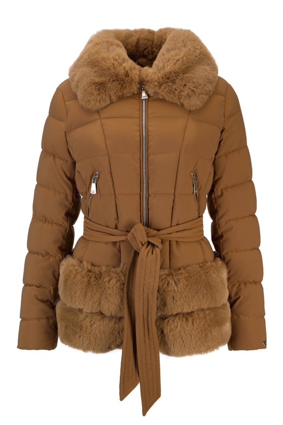 Short parka with fur