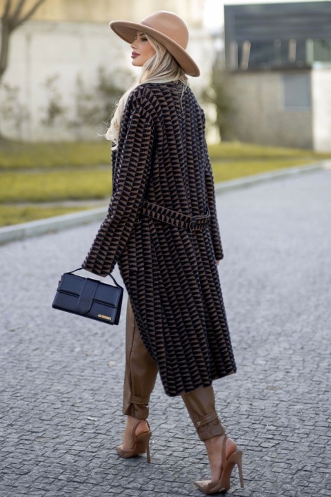 Casaco comprido estampado geomtrico