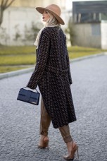 Casaco comprido estampado geomtrico