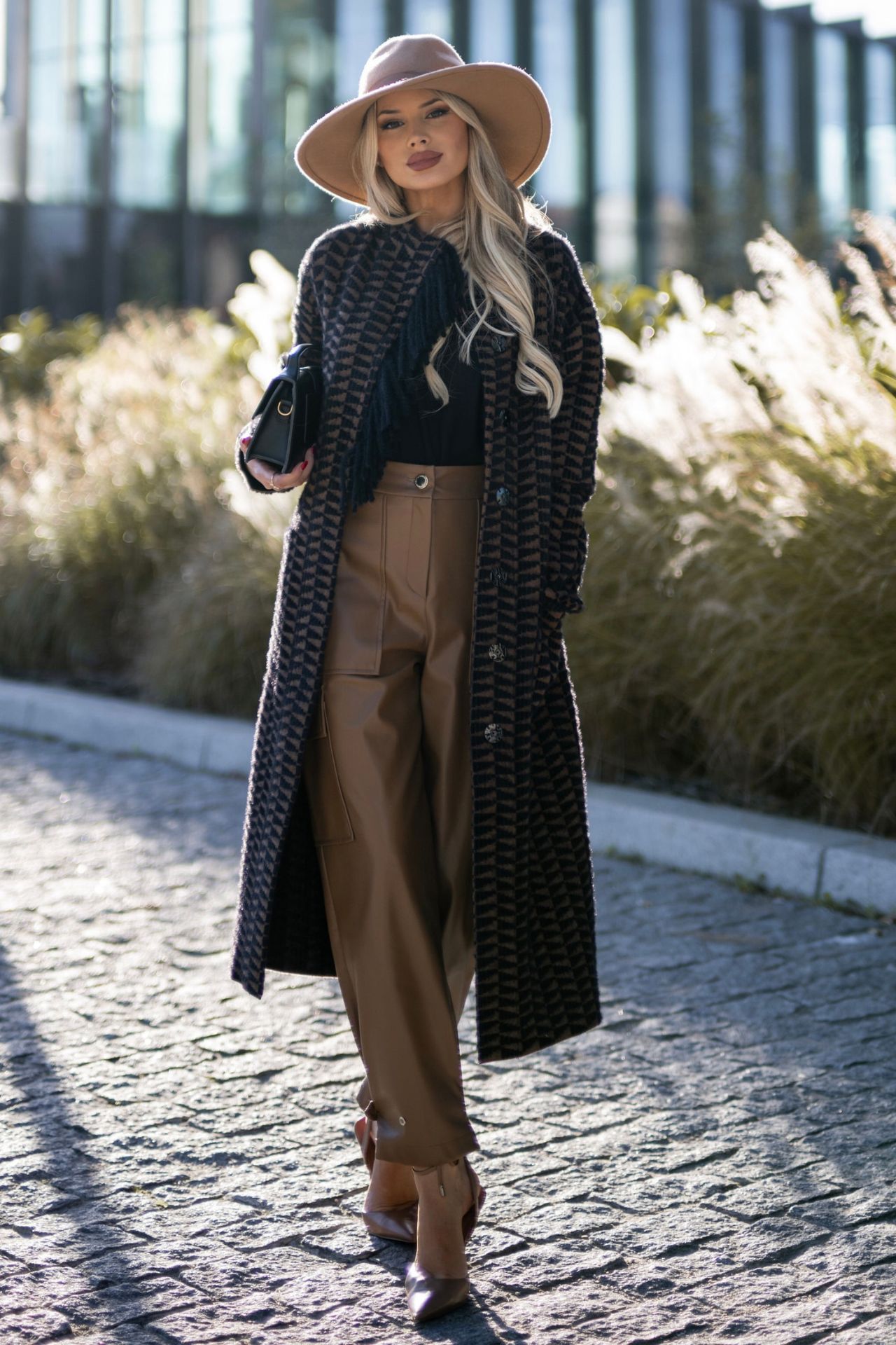 Casaco comprido estampado geométrico