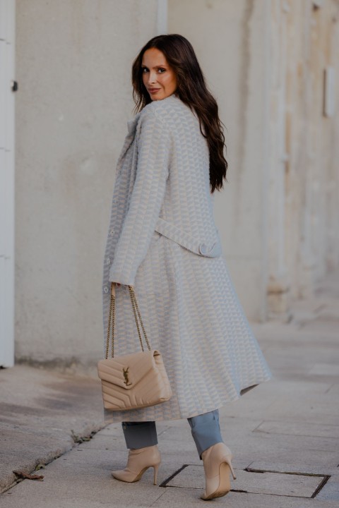 Casaco comprido estampado geomtrico