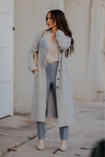 Casaco comprido estampado geomtrico