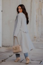 Casaco comprido estampado geomtrico