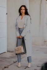 Casaco comprido estampado geomtrico