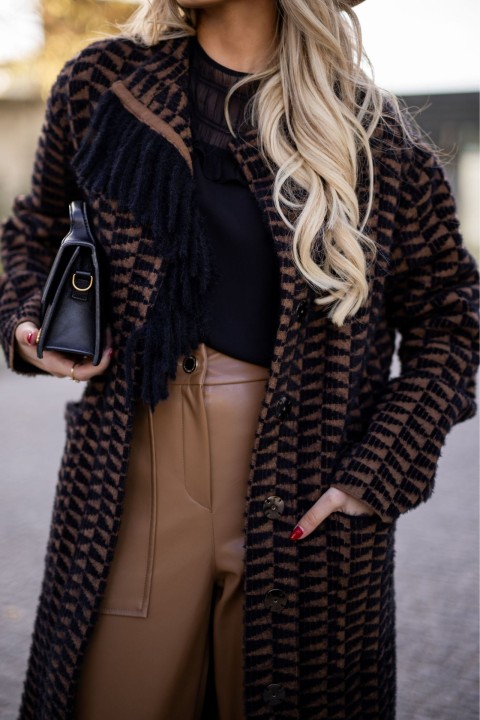 Casaco comprido estampado geomtrico