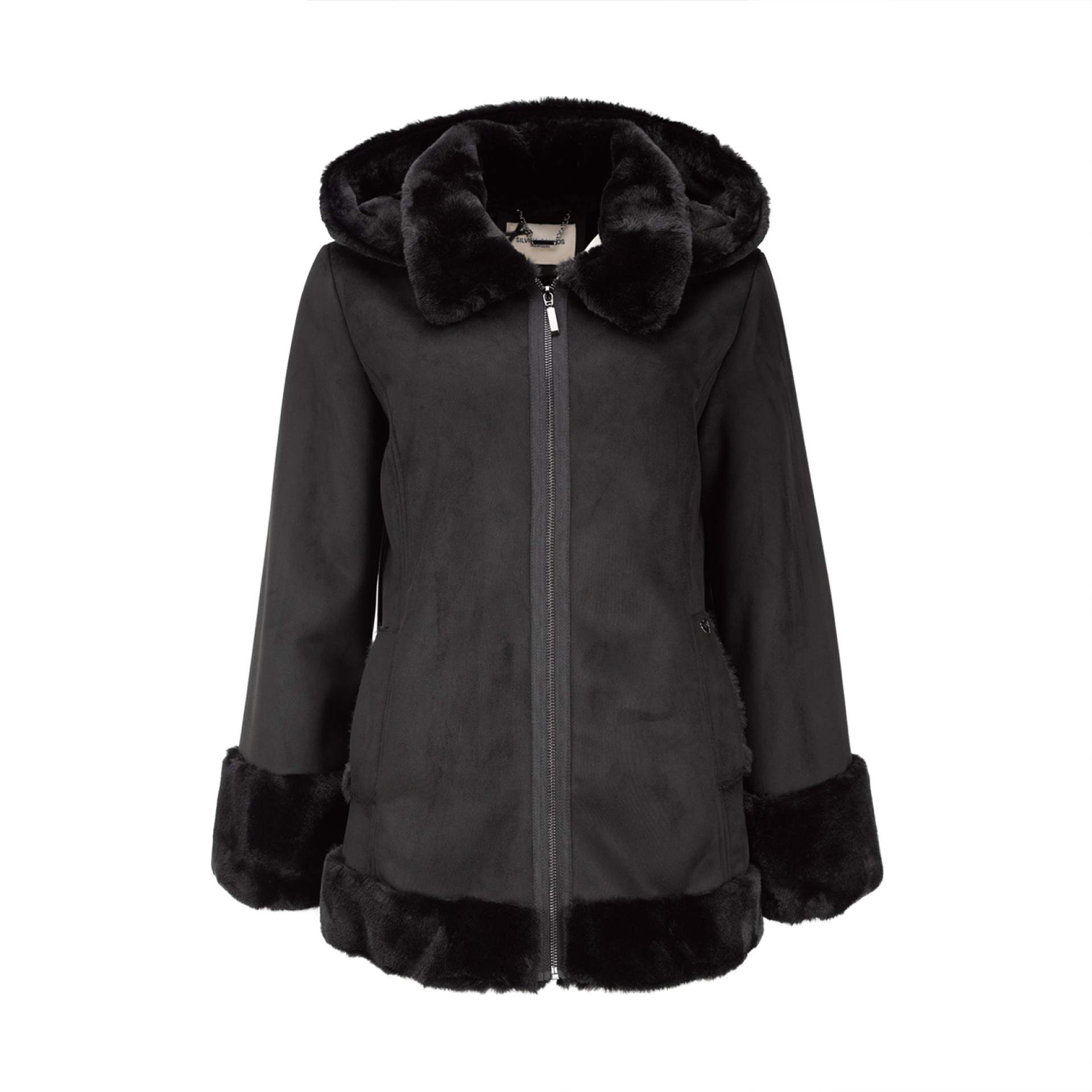 Coat with fur details