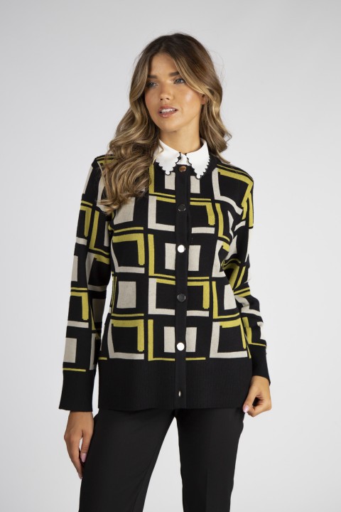 Geometric pattern knitted jumper
