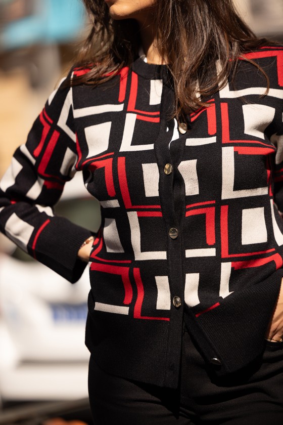 Casaco de malha padrão geométrico