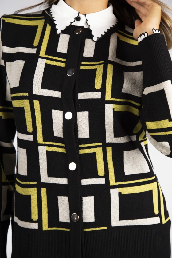 Geometric pattern knitted jumper