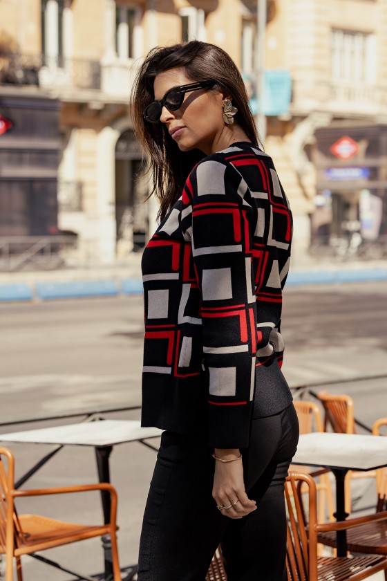 Casaco de malha padrão geométrico