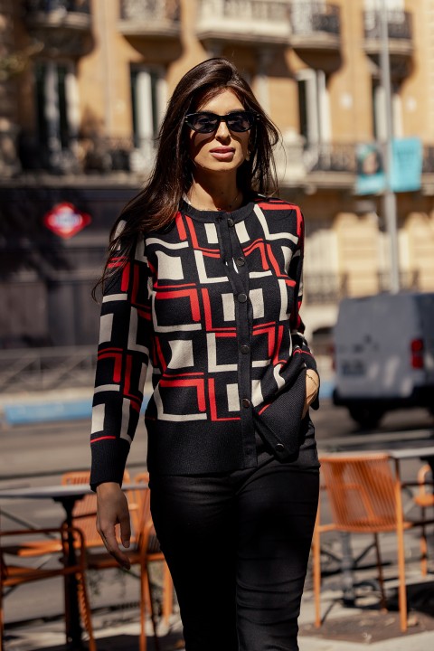 Casaco de malha padro geomtrico