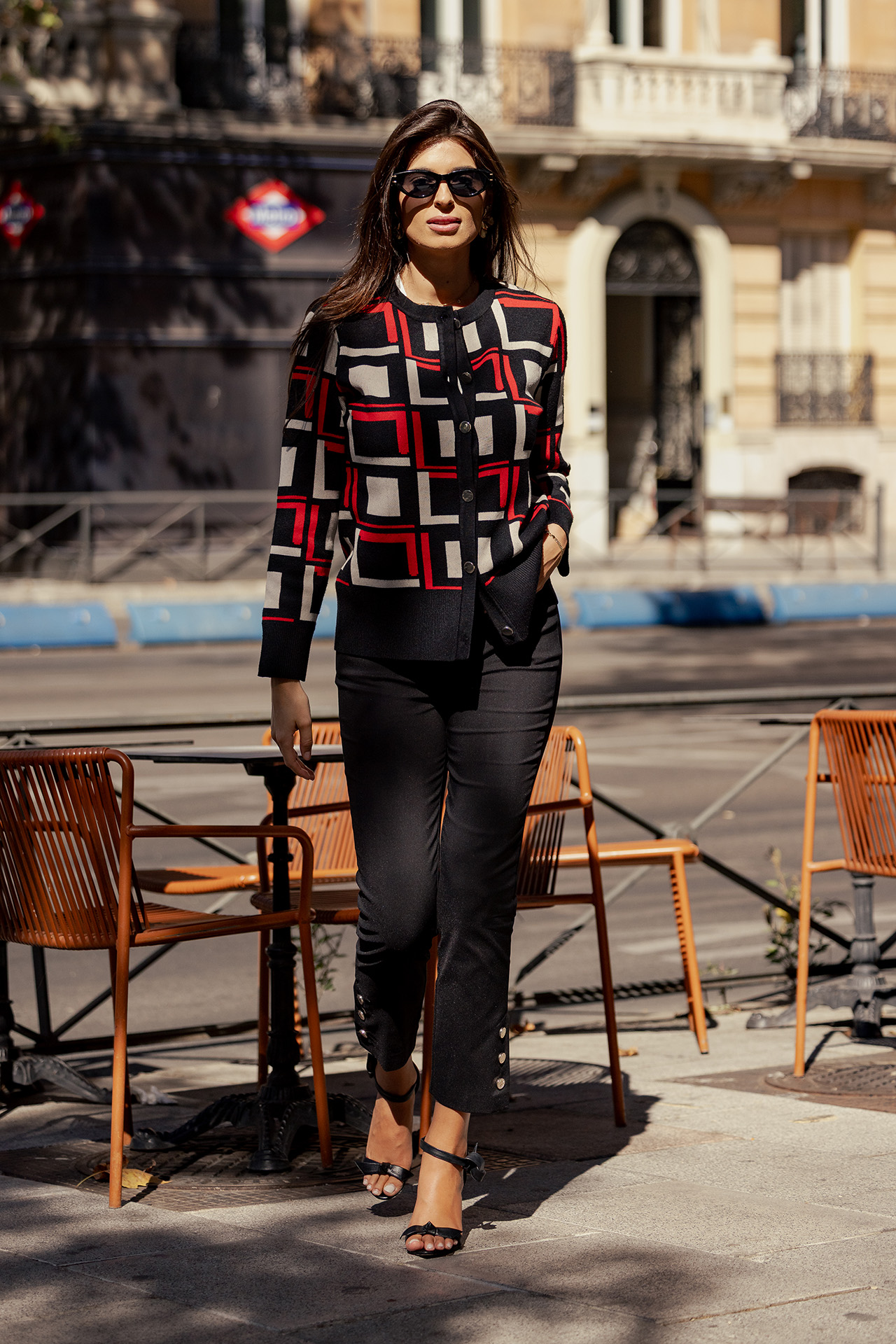 Casaco de malha padrão geométrico