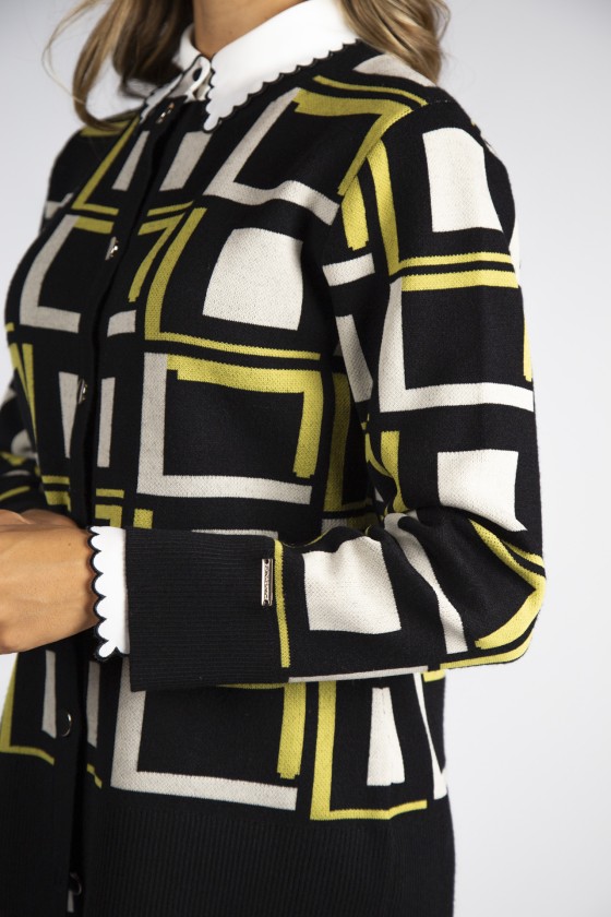 Geometric pattern knitted jumper