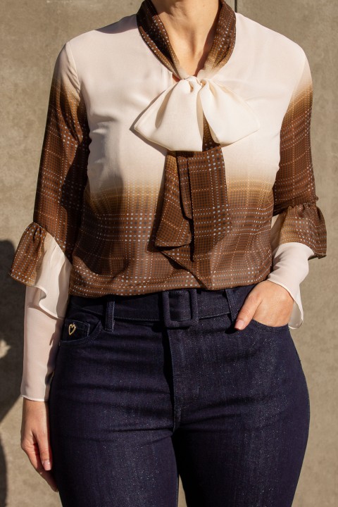 Plaid print blouse
