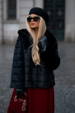 Faux fur coat with hood