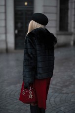 Faux fur coat with hood