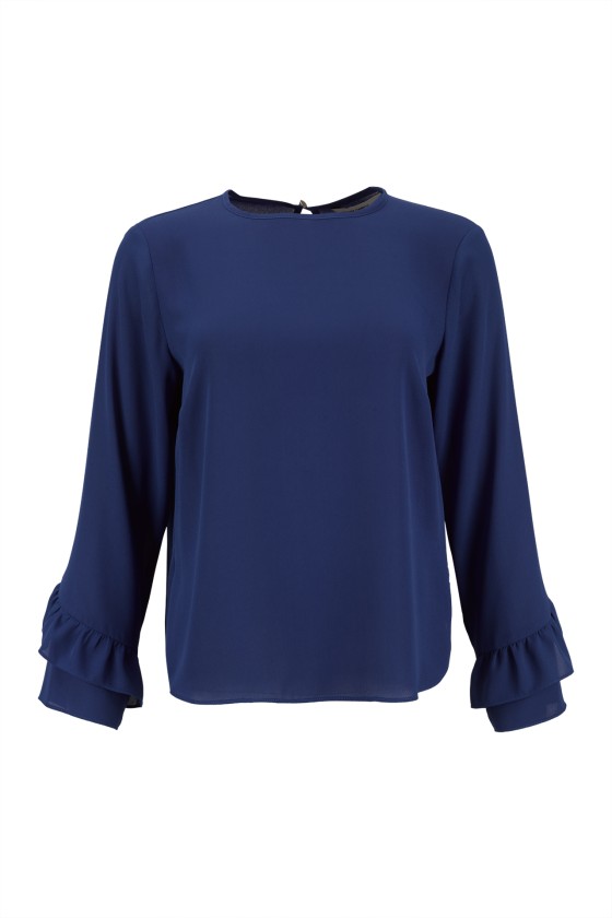 Blouse with ruffled sleeves