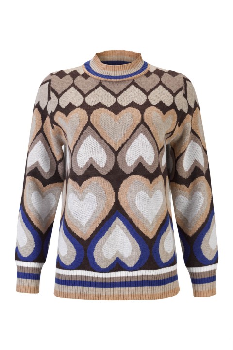 Knitted jumper with heart pattern