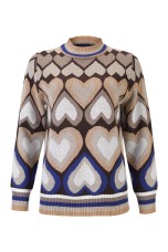 Knitted jumper with heart pattern