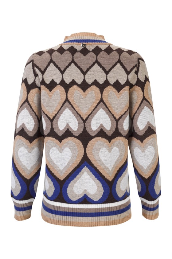 Knitted jumper with heart pattern