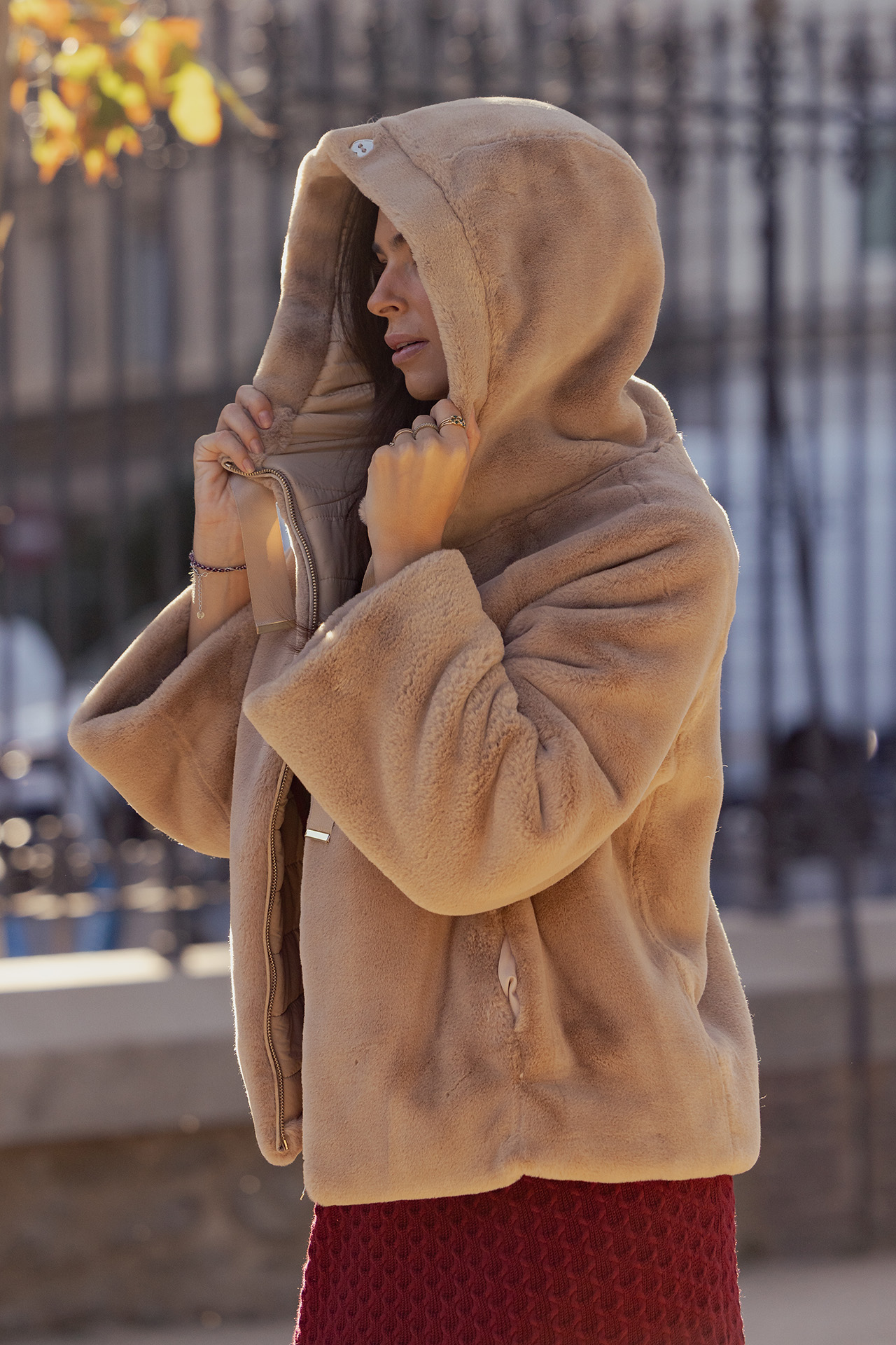 Casaco de pêlo curto reversível