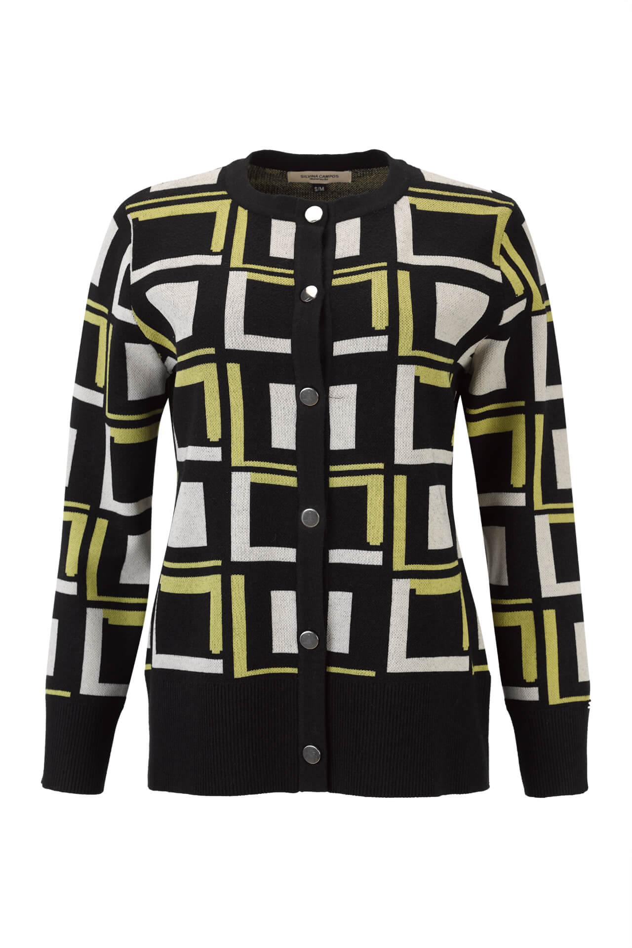 Geometric pattern knitted jumper