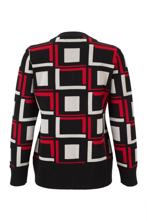 Casaco de malha padro geomtrico