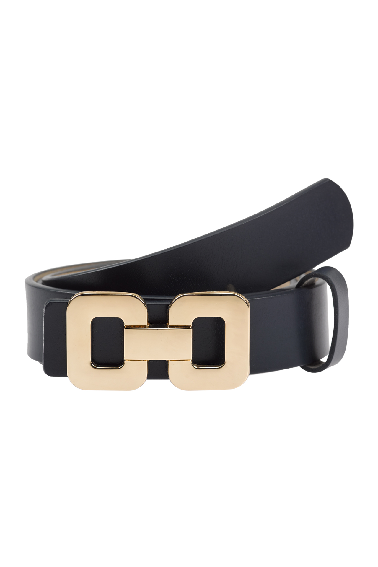 Belt with gold metal buckle